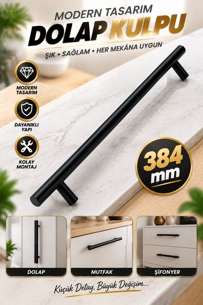NZB Matte Black Metal Handle 384 mm 38.4 cm Furniture Kitchen Drawer Cupboard...