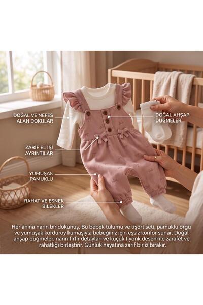 ALTINTAŞ BABY Baby Girl Bow Patterned Jumpsuit