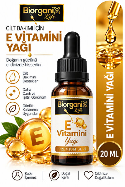 BiorganixLife E Vitamini Yağı 20 ML – %100 Saf Vitamin E Yağı Cilt, Saç ve Ne...