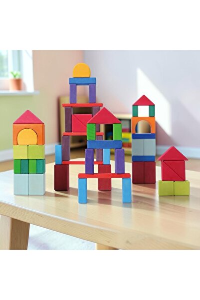 Waldorf 60 Parça Renkli Geometrik Blok- Montessori