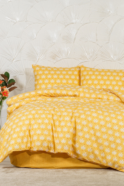 Elart Riva Duvet Cover Set Single Fitted Sheet (160X220 cm) Yellow