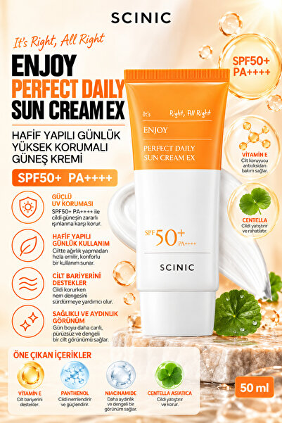SCINIC Enjoy Perfect Daily Sun Cream EX SPF50+ PA++++ Hafif Yapılı Günlük Yük...