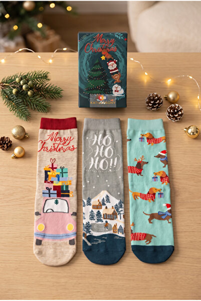 Katia&Bony Unisex New Year Themed 3-Piece Boxed Socks