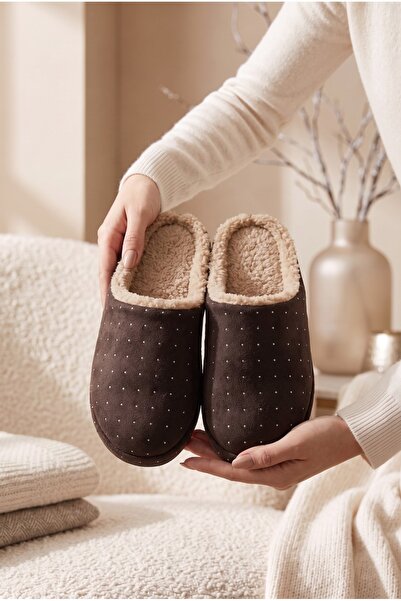 Slipcat Kadın, Parıltılı, Taşlı, İçi Yünlü, Yumuşak, Sıcak Tutan, Peluş Ev Te...