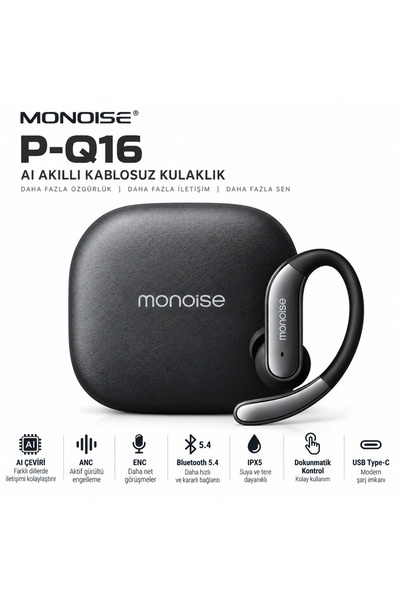 Monoise P-Q16 AI Çeviri OWS ANC Bluetooth 5.4 Kablosuz Spor Kulaklık ENC IPX5