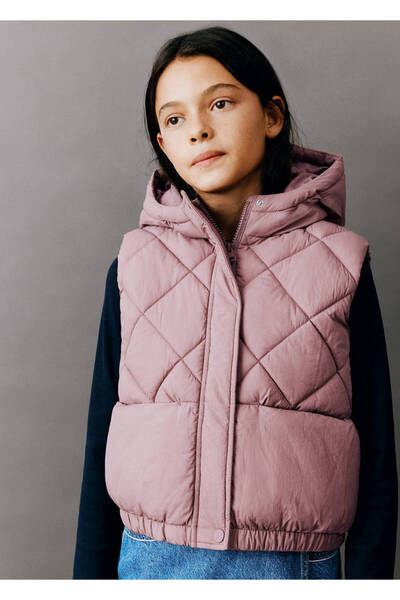 MANGO Kids Kapüşonlu kapitone yelek