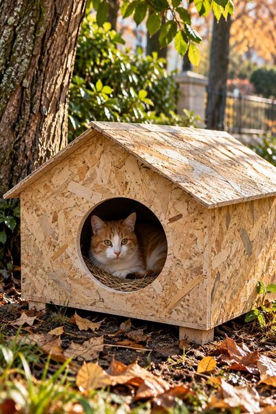 Reyo 50x50x35 cm Kedi Evi, CAT17 Dış Ortama, Rüzgar ve Soğuğa Dayanıklı Ahşap...