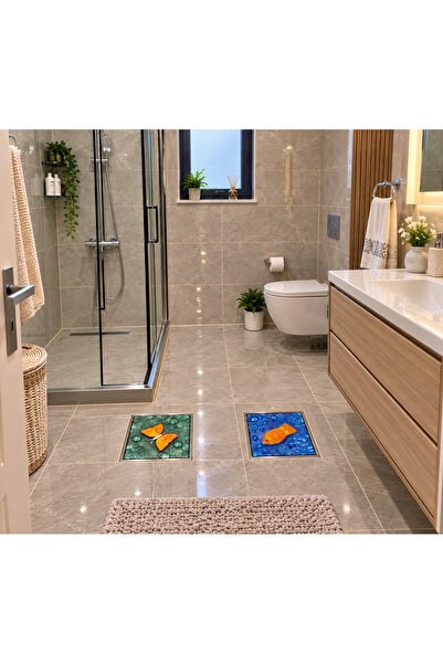 şen tek hediyelik 2'li Cam Banyo Gider Kapağı