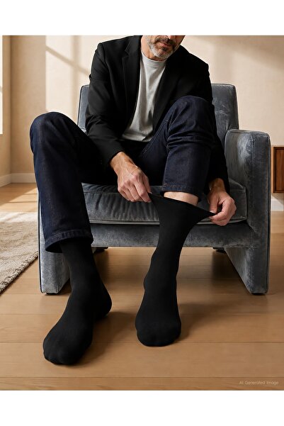 Bolero Men's Premium Roll Top Elasticless Seamless Bamboo Socks Black