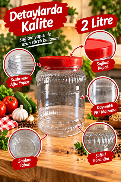 cansares Turşu Bidonu Salça Bidonu PET Bidon 2 Litre 1 Adet Kuru Gıda Saklama...