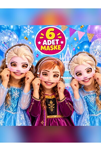 Parti Dükkanım Frozen 2 Anna Elsa Kağıt Maske (6 Adet)
