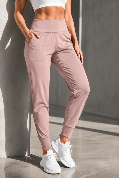 GHASSY CO Kadın Yüksek Bel Yoga Koşu Egzersiz Joggers Hafif Eşofman Altı