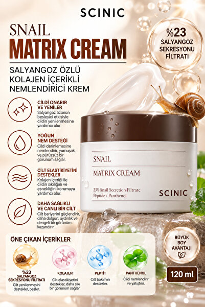 SCINIC Snail Matrix Cream Salyangoz Özlü Kolajen İçerikli Nemlendirici Krem 1...