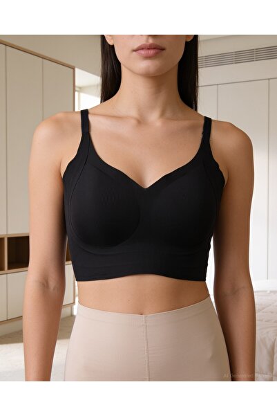 Bolero Laser Cut Seamless Ribbed Ghost Bra Black