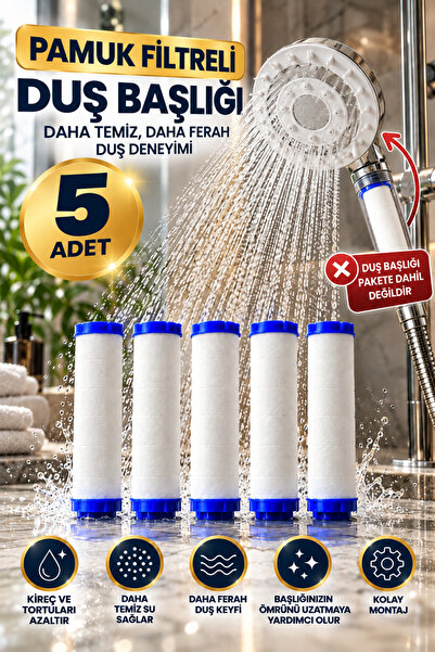 5'li Pamuk Filtreli Duş Başlığı Yedek Filtresi 10 cm – Duş Filtresi – Su Filtresi