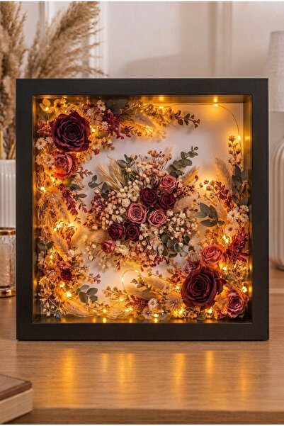 Verda Çerçeve 25x25 CM Ledli İsimsiz Derin Gül Çerçevesi! Gül Kutusu! HKMTicaret