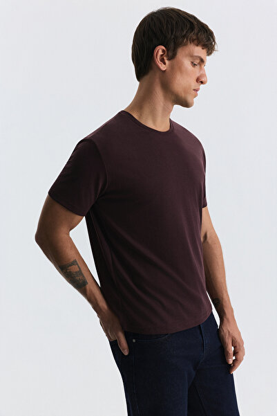 Antioch Mürdüm Regular Fit Modal Teknik Kumaş Erkek T-Shirt