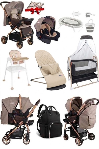 Tommybaby 11 Parça Çeyiz Seti Bebek Arabası,Puset,Anne Yanı Beşik,Anakucağı,M...