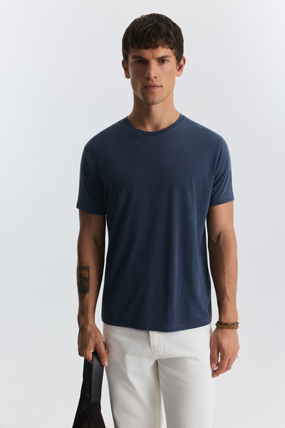 Antioch Lacivert Regular Fit Modal Teknik Kumaş Erkek T-Shirt