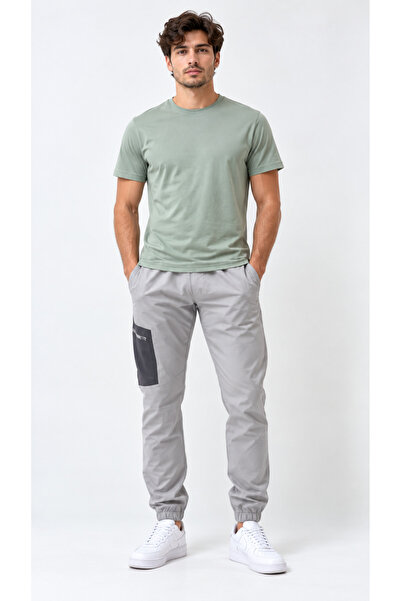 man of man man man of man Men's Gray Mesh Detailed Relaxed Fit Sweatpants