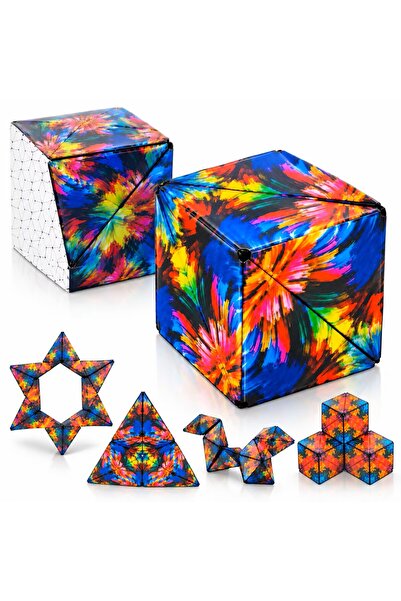 Ayawaska Cub magnetic anti-stress, Puzzle 3D cu 72 forme geometrice, Jucarie ...