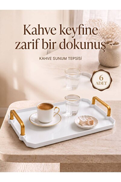 HızlıTrend 6 Adet Akrilik Kahve Sunum Tepsisi