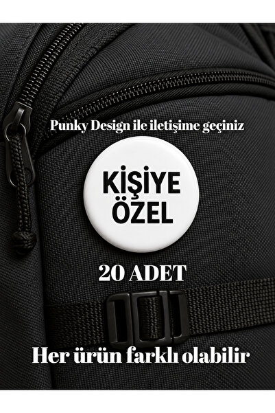Punky Store Kişiye Özel Rozet Punky Design 44 mm – 20’li Tasarım Yaka İğnesi ...