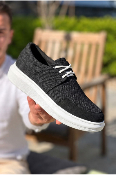 Zerenyus Zrk-X042 Premium Thick Sole Lace-Up Black and White Daily Casual Men...