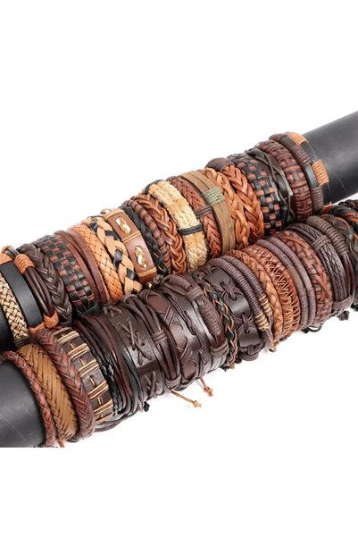 Choice1 BROWN 5PCS Random Style Men's Women's Webbing, Rope,Leather Bracelet ...