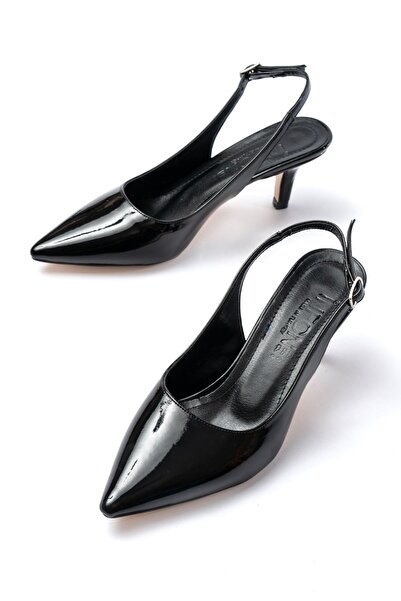 Zerenyus Zri̇n-1152 Premium Black Patent Leather Daily 7 cm Heeled Shoes