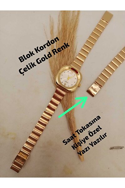 Brality Trend Model GOLD RENK KASA Kadın Kol Saati Kare ÇELİK GOLD RENK Kordon