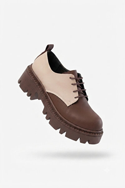 Zerenyus ZRİN-754 Premium Καφέ Garni Lace-up Ορθοπεδικό Loafer με ψηλή σόλα