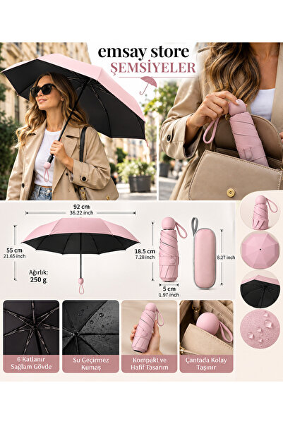 Emsay Store YENİ SEZON ULTRA KALİTELİ Kapsül Mini Şemsiye – Çantada Taşınabil...