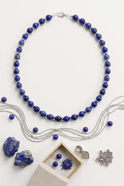 Generic Brand Lapis Lazuli Hematite Natural Stone Necklace