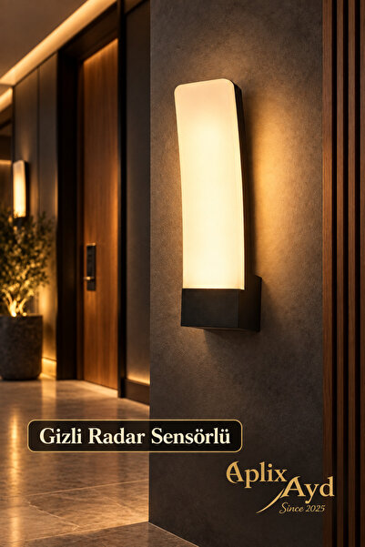 Aplix Sırma Sensörlü Duvar Apliği IP66 Dış Mekan Bahçe Apartman Aydınlatma AP...