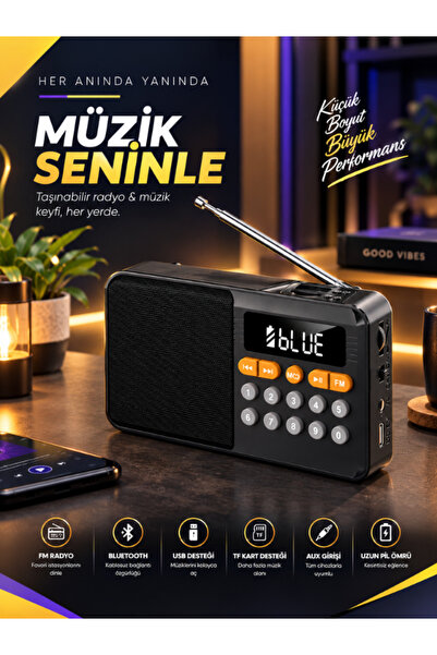 Apricot AP-R2 Siyah 3 Watt USB/TF/AUX/BT Taşınabilir Nostalji Bluetooth Radyo