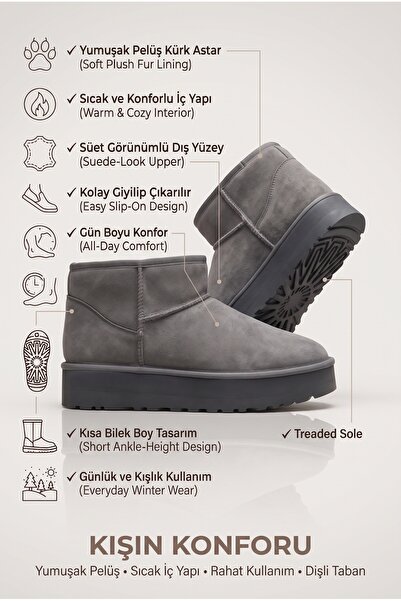 Sista Shoes Ultra Mini Suede με επένδυση από γούνα, μοντέρνα γυναικεία παπούτ...