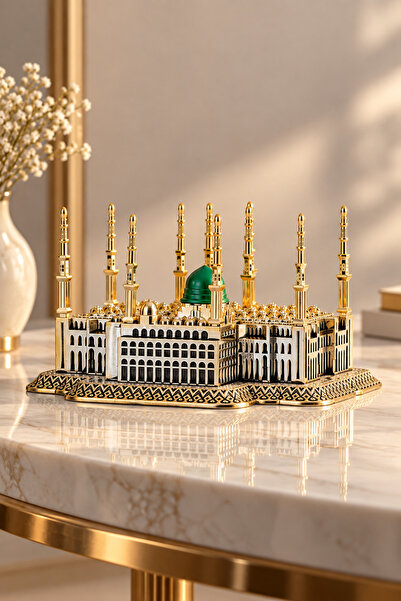 Güncel Vitrin Mescid-i Nebevi Camii Dekor Biblo - Zirkon Taşlı Dekoratif Masa...