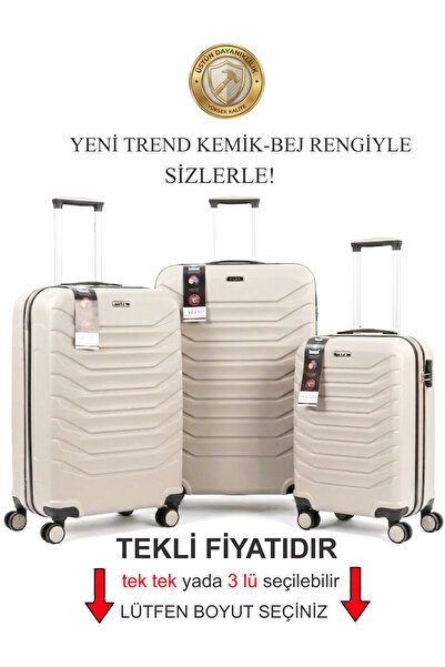 YEFA POLİPROPİLEN KALIN KIRILMAZ GÖVDELİ 3 LÜ VALİZ SETİ