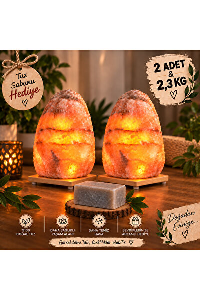 tuzaura tuz lambası çankırı dogal tuz lambası 2 adet 2,3 kg agırlıgında