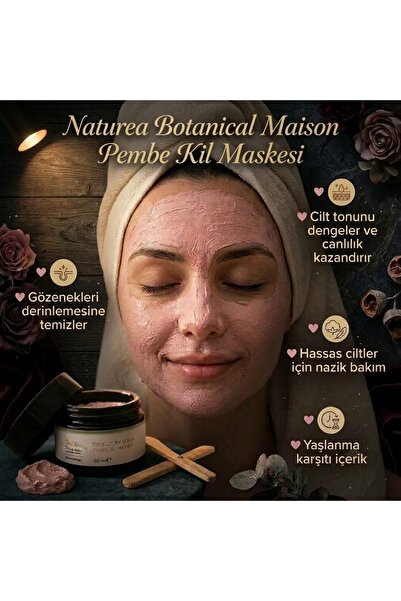 Gözenek temizleyici-Dengeleyici Pembe Kil Maskesi