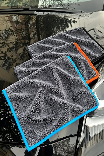 Fine Clean ( 3 Adet ) Mikrofiber Renkli Biyeli Oto ,Yıkama ,Kurulama ,Silme , Temizlieme Bezi 50x70