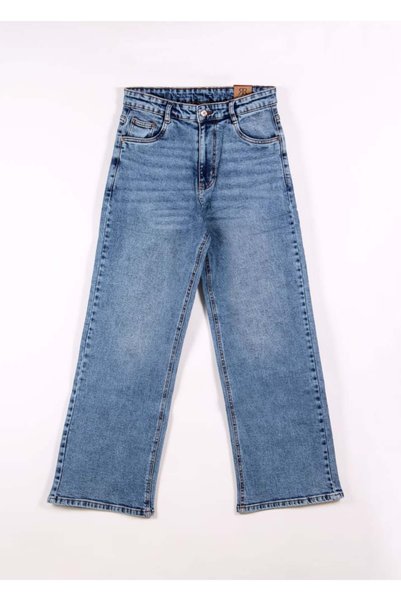 Unbraded Women's high rise wide leg jeans - denim stretch - 32