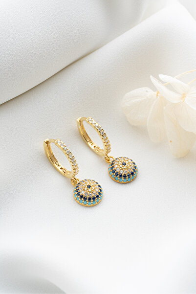 Silvano Jewelry 925 Ayar Gümüş Göz Nazarlı Şans Küpe