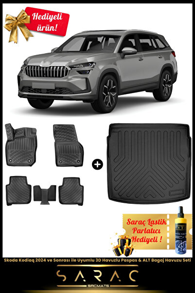 SRCMATS Skoda Kodiaq 2024 ve Sonrası ile Uyumlu Araca Özel 3D Havuzlu Paspas ...