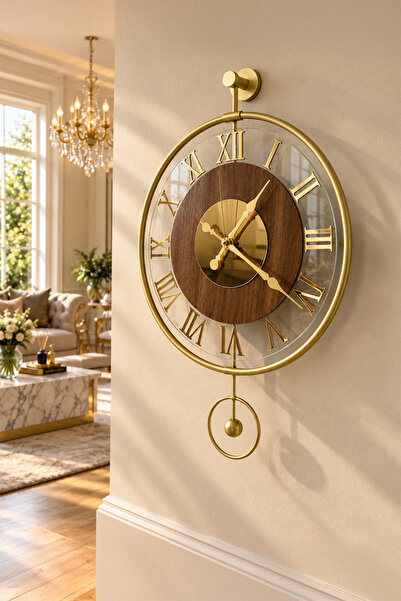 Wallover Design METAL KIRILMAZ GERÇEK CAMLI Orion Roma Rakamlı Gold Metal Ses...