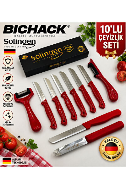 Solingen Orijinal 6’lı Meyve Sebze, 2’li Soyacak Micro Ve 10’lu KIRMIZI Set