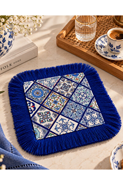Karam Home Mavi Seramik desen lacivert sunum peçetesi