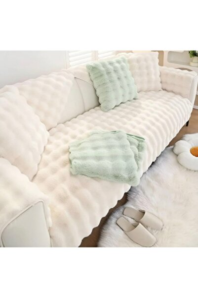 DAHABELLA LUXE HOME Tavşan Pelüş Desen Üç Kişilik Kanepe Örtüsü (1 ADET) Baya...