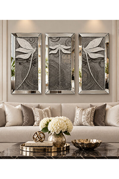 efe ayna dekor GÜMÜŞ YUSUFÇUKLAR- 3'LÜ GÜMÜŞ AYNALI TABLO SETİ-40x90cm (40x90...